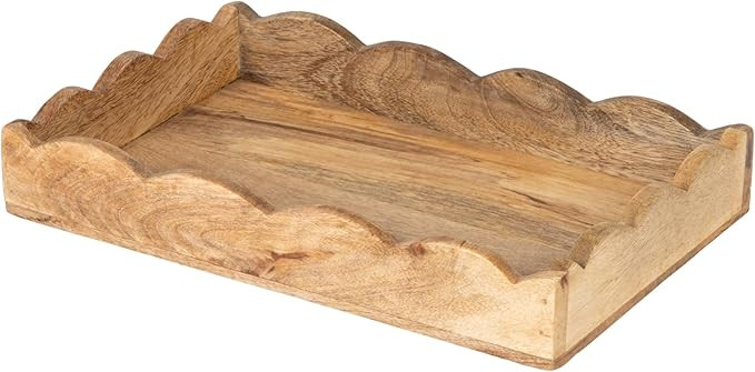 Creative Co-Op Mango Wood Scalloped Tray, Natural | Amazon (US)