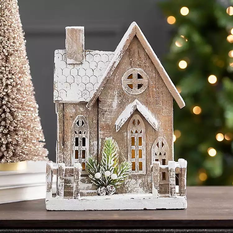 Wooden Christmas House LED Statue | Kirkland's Home