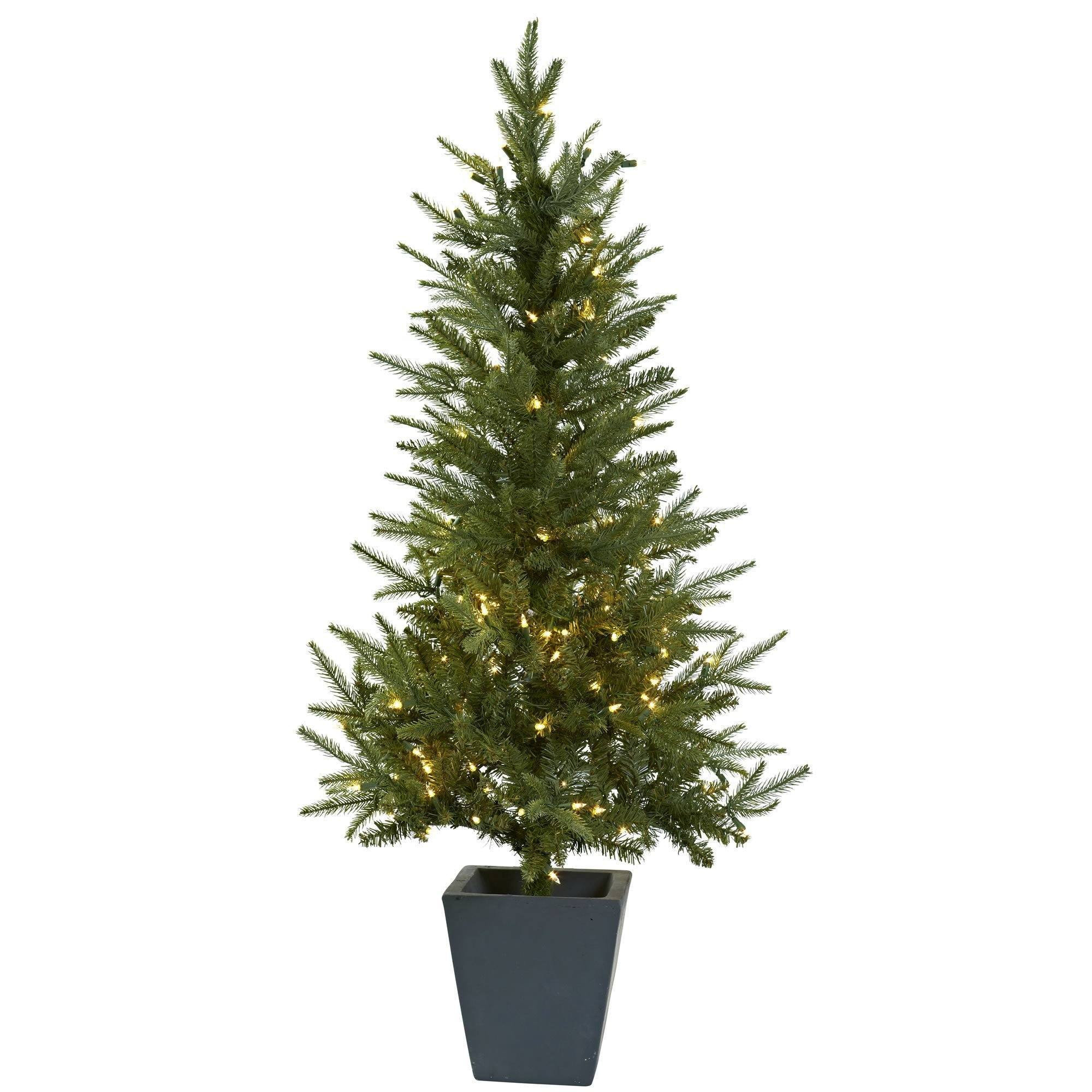 4.5' Christmas Tree w/Clear Lights & Decorative Planter | Nearly Natural | Nearly Natural