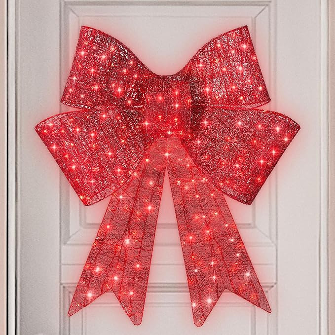 Best Choice Products 36in Pre-Lit XL Christmas Bow Decoration, Large Outdoor LED Holiday Yard Dé... | Amazon (US)