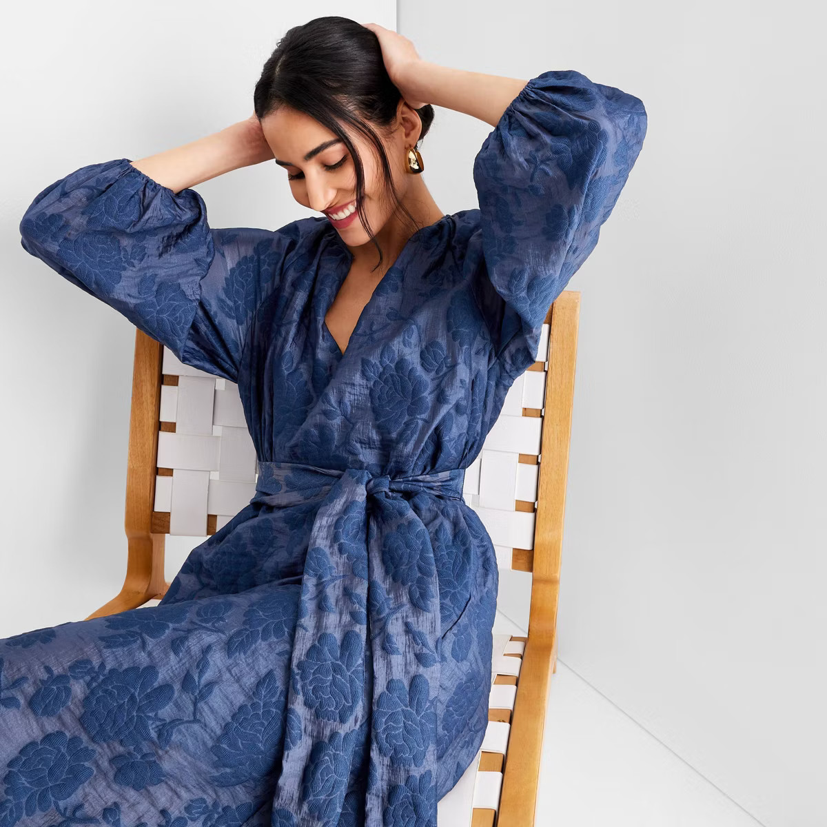 Women's Puff Sleeve Belted Midi Dress - Future Collective™ with Jenny K. Lopez | Target