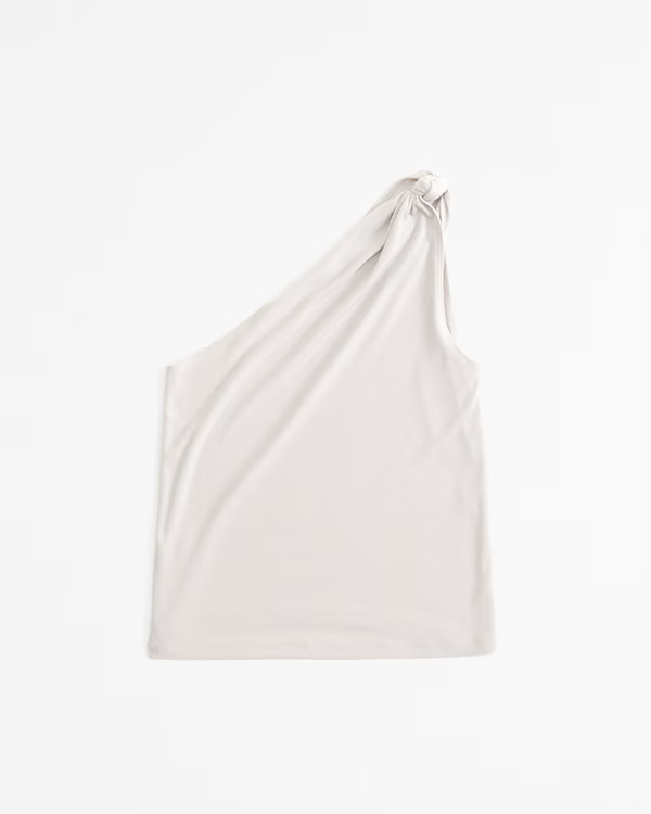 Women's Asymmetrical Glossy Rib Knotted Top | Women's Tops | Abercrombie.com | Abercrombie & Fitch (US)