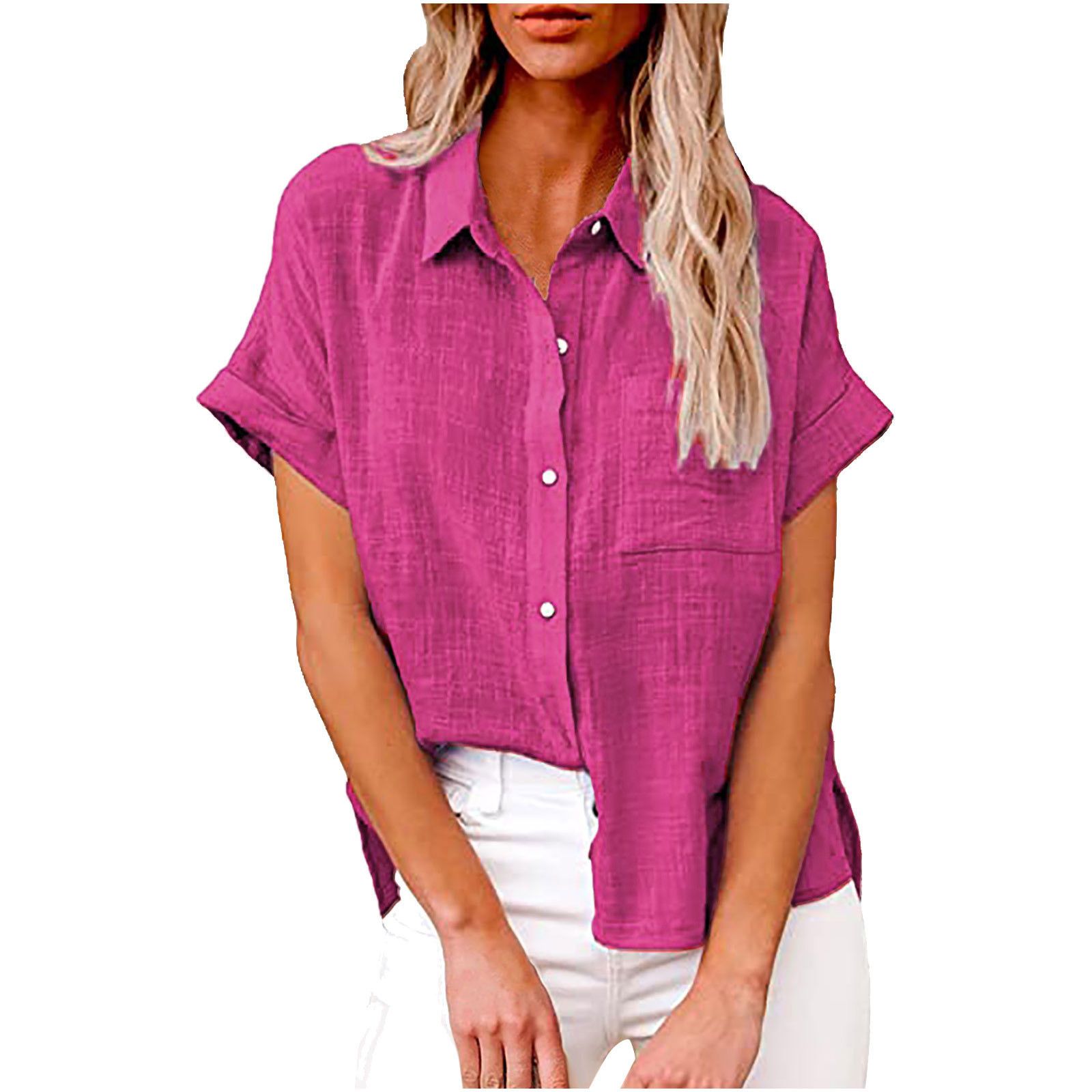Spring Tops for Women 2023 Trendy Short Sleeve Turndown Collar Blouse & Shirt Women's Tops Fashio... | Walmart (US)