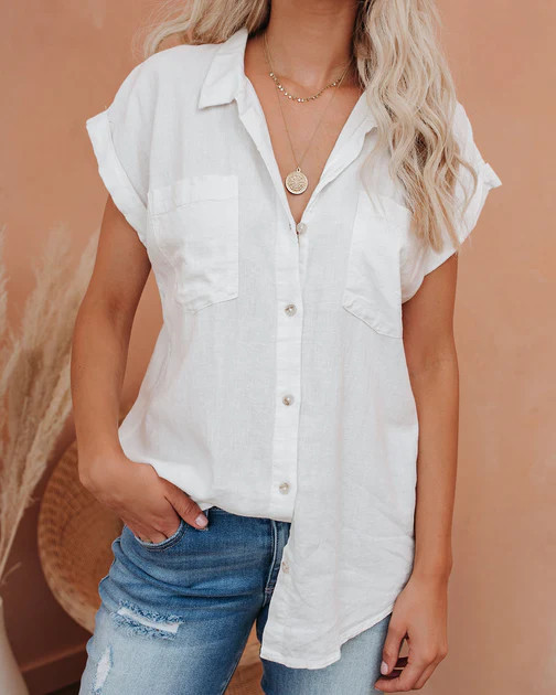 Brielle Linen Blend Button Down Top | VICI