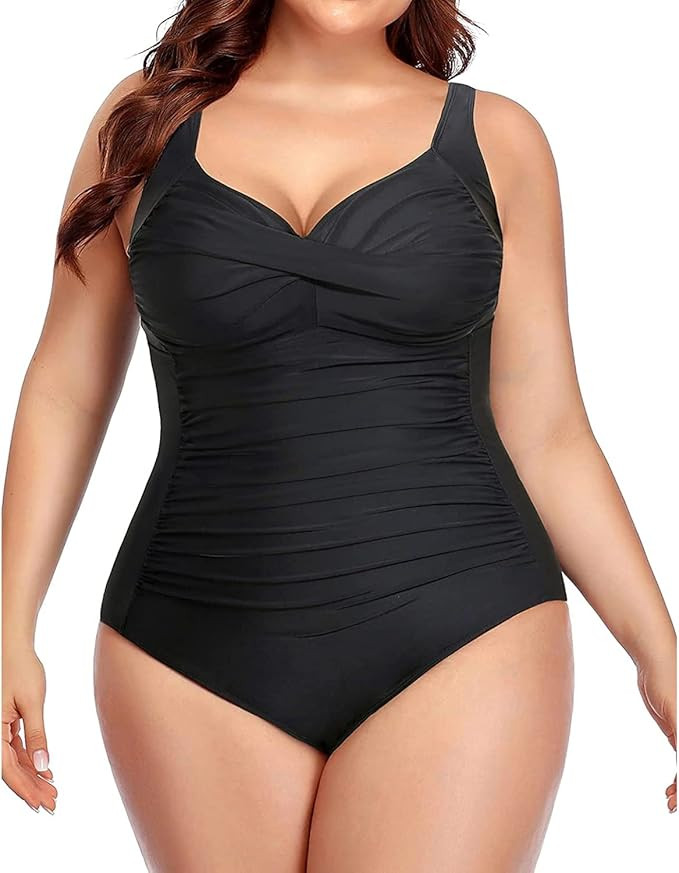 Yonique Women Plus Size One Piece Swimsuits Tummy Control Bathing Suits Twist Front Ruched Swimwe... | Amazon (US)
