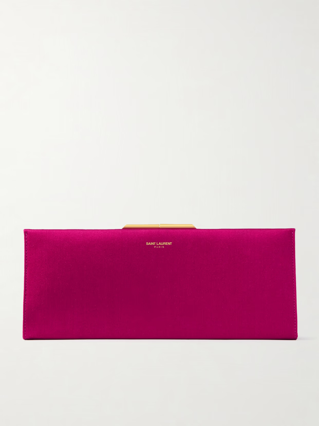 SAINT LAURENT - Midnight Small Satin Clutch - Purple | NET-A-PORTER (US)
