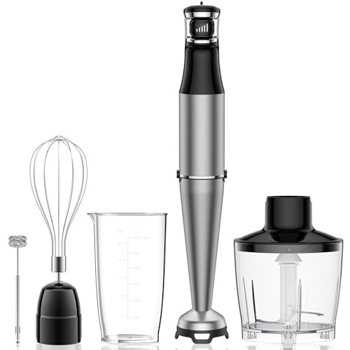 Immersion Blender Handheld 1100W 5 in 1 Corded Stick Hand Blenders for Kitchen with Trigger Speed Control, with Beaker, Chopper, Whisk, Frother, Perfect Emulsifier for Soup, Smoothie, Puree | Amazon (US)