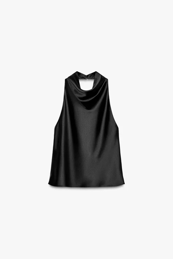 SATIN EFFECT HALTER TOP | Zara US