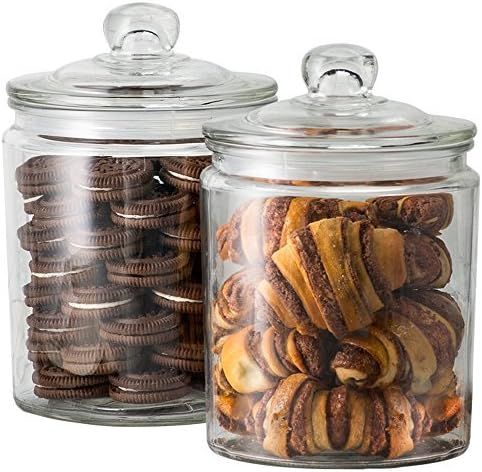 KooK Glass Storage Canister, Clear Jar, With Clear Glass Lid- 1/2 Gallon (Set of 2) | Amazon (US)