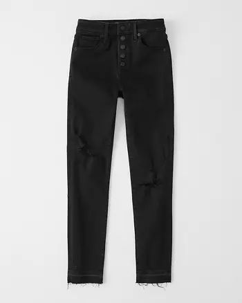 Button Front High Rise Ankle Jeans | Abercrombie & Fitch US & UK