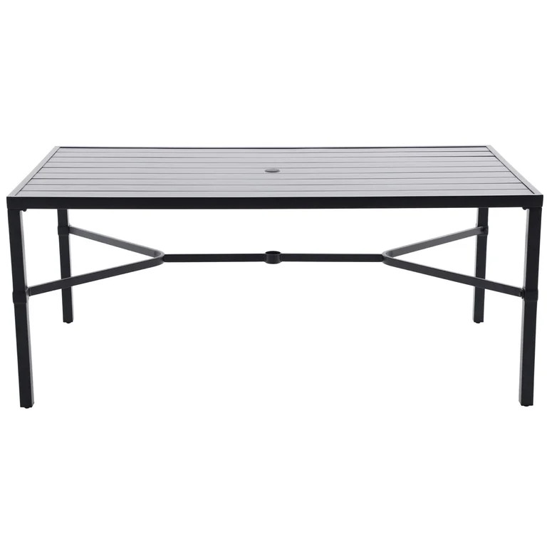 My Texas House Cambria 67" Steel Outdoor Dining Table, Black | Walmart (US)
