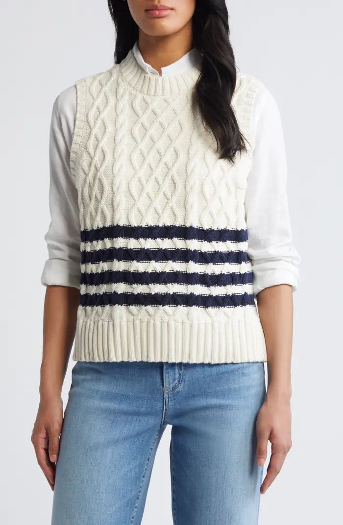 Caslon® Cable Knit Pima Cotton Sweater Vest | Nordstrom | Nordstrom