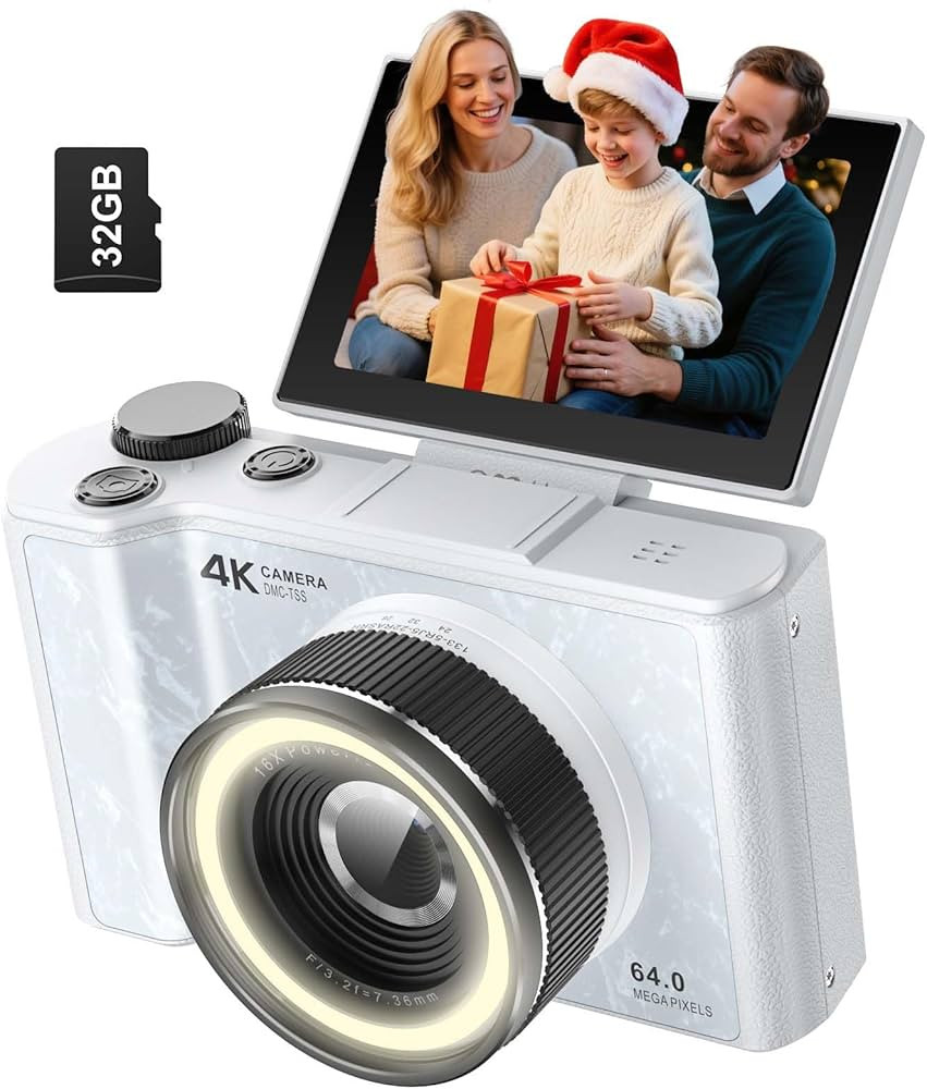 W & O Digital Camera for Teens,Kids Digital Camera with 32G SD Card，180° Flip Screen Camera fo... | Amazon (US)