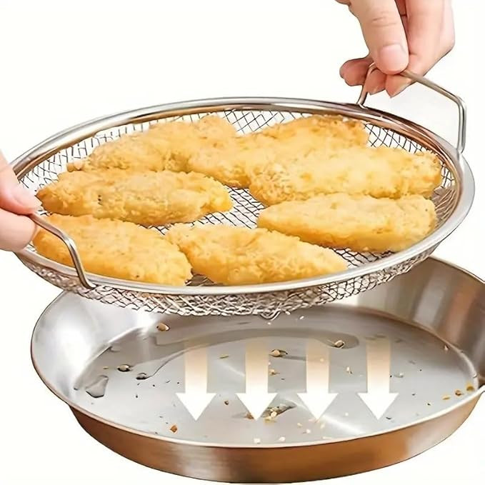10.3" Kitchen Oil Filter Tray, Stainless Steel Air Fryer Mesh Pan, Draining Basket Accessories fo... | Amazon (US)