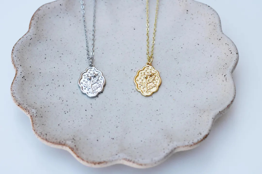 Scalloped Flower Charm Necklace | Flower Necklace | Tulip Necklace | Flower Pendant Necklace | Fl... | Etsy (US)