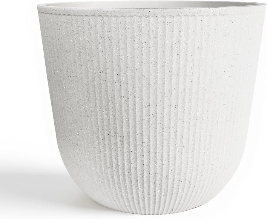 WORTH Garden Round Large Planter Pot 1-Pack - 17.5" Dia x 15.5" H - Durable Plastic White Plant T... | Amazon (US)