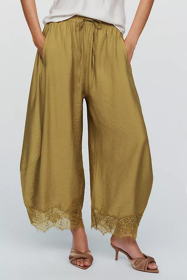 Reverie Lace-Trim Tapered Pants | Anthropologie (US)