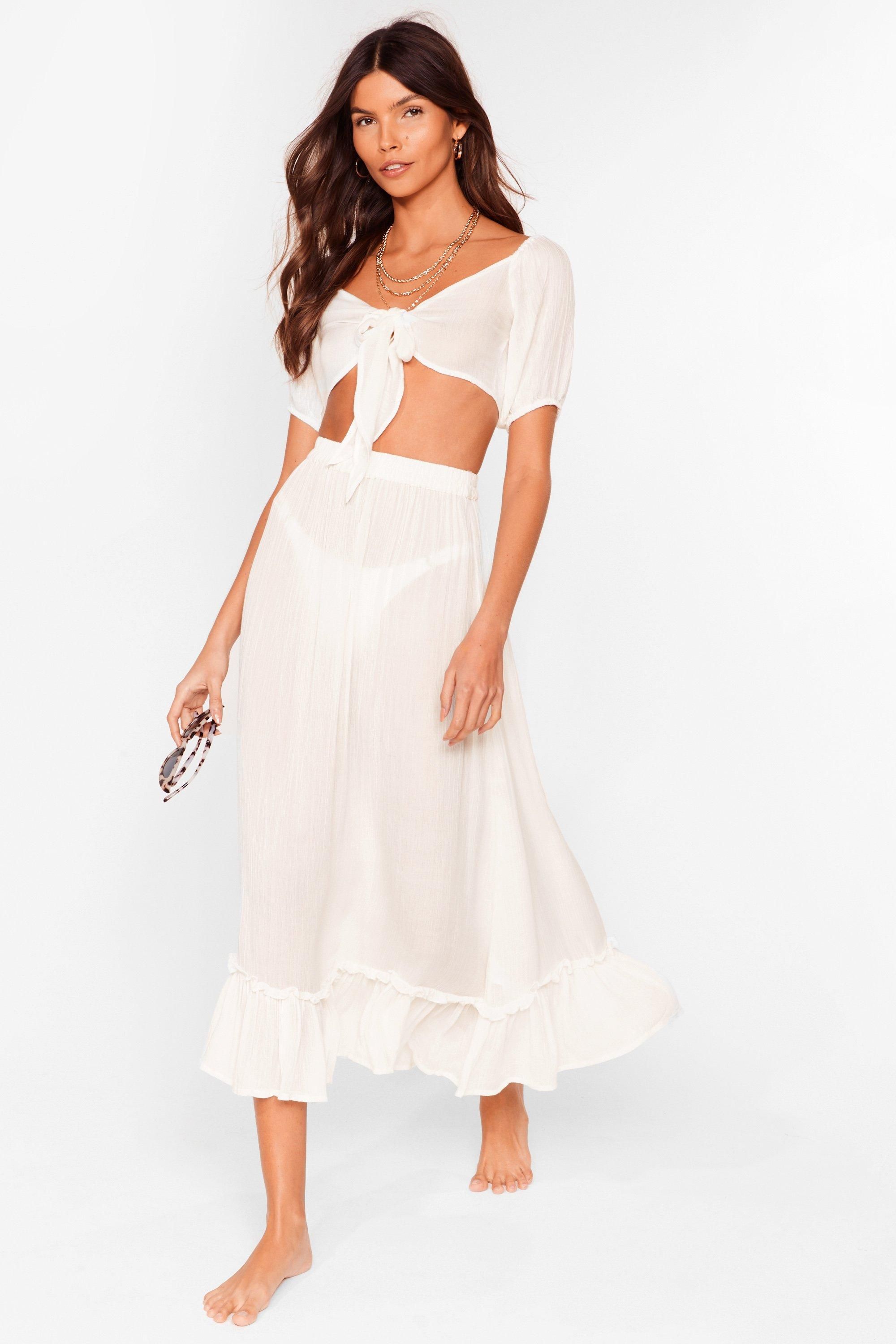 Womens Summer Nights Tie Crop Top and Maxi Skirt Set - Cream | NastyGal (US & CA)