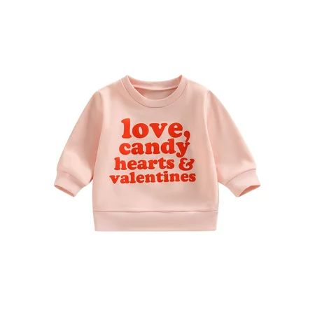 Valentines Day Toddler Baby Girl Sweatshirt Letters Print Long Sleeve Crewneck Sweater Shirt Kids Pu | Walmart (US)