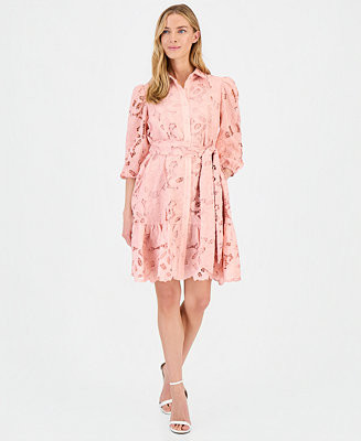 Women's Lace Scalloped-Hem Shirt Dress | Macy's