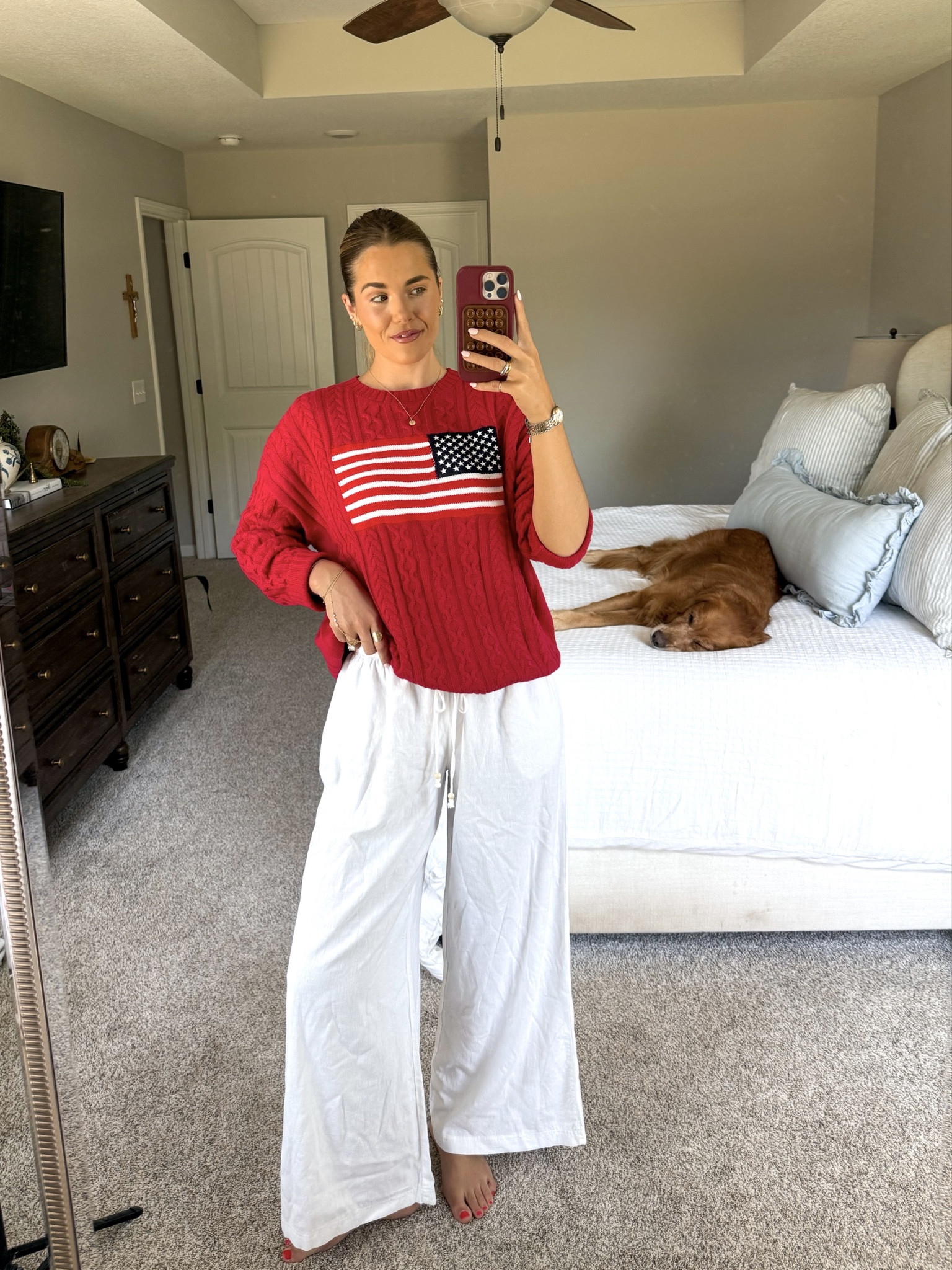 size large in american flag sweater, sized up to a medium in pants to help with length since i’m tall! they are more low rise

americana, usa, memorial day, fourth of july, target outfits 

#LTKTall #LTKgrwm #LTKootd