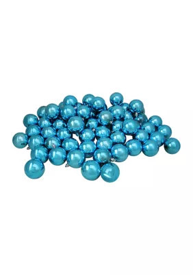 Northlight 60ct Turquoise Blue Shatterproof Shiny Christmas Ball Ornaments 2.5Inch (60mm) | Belk