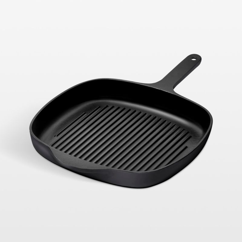 Caraway 10.5" Charcoal Enameled Cast Iron Grill Pan + Reviews | Crate & Barrel | Crate & Barrel