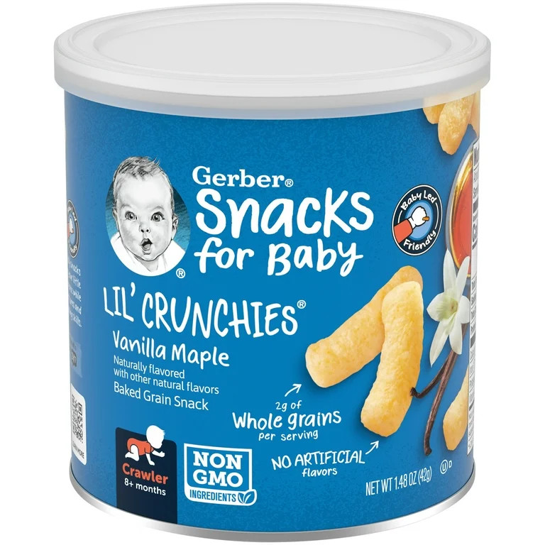 Gerber Snacks for Baby Lil Crunchies Baked Grain Vanilla Maple, 1.48 oz Canister (6 Pack) | Walmart (US)