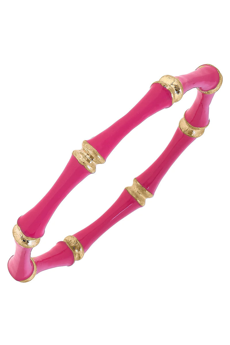 Celeste Enamel Bamboo Bangle in Pink | CANVAS