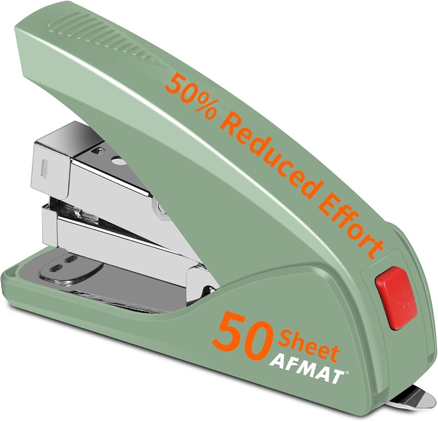 AFMAT Effortless Stapler for Desk, 50 Sheet Capacity, Low Force, Built-in Staple Remover, One Fin... | Amazon (US)