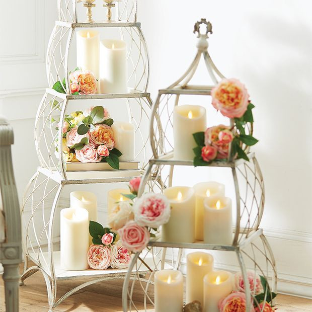 DISTRESSED 3 TIER FRENCH WIRE DISPLAY SHELF | Antique Farm House