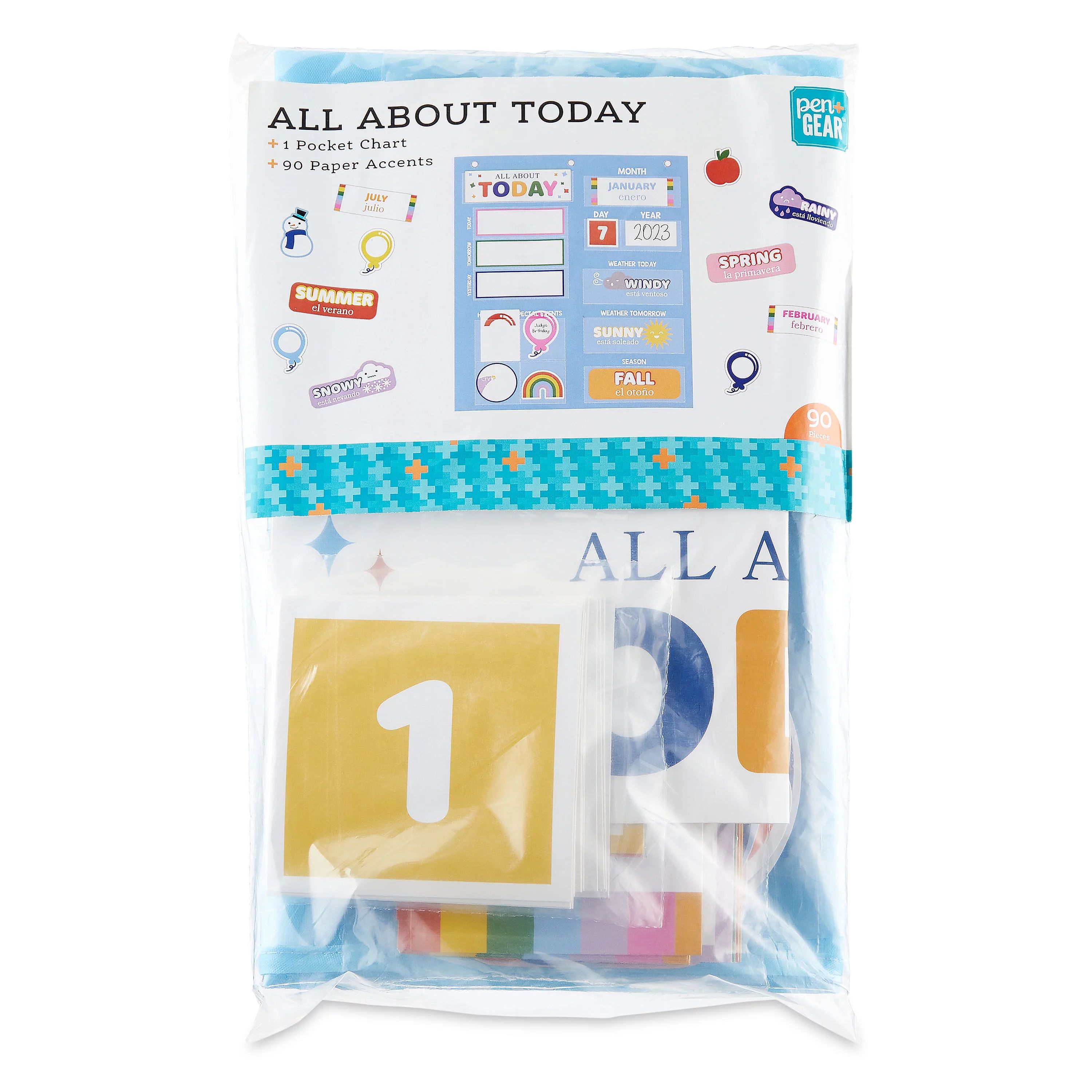 Pen + Gear All About Today Pocket Chart, 25.75 x 29.25-inch, Nylon & Paper, 90 Pieces | Walmart (US)