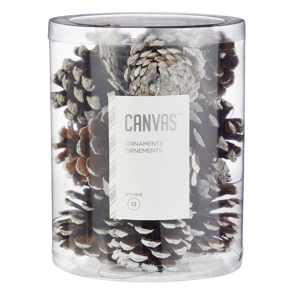 CANVAS White Collection Decoration Snowy Pinecone Christmas Ornament Set, 2-in, 12-pk | Canadian Tire