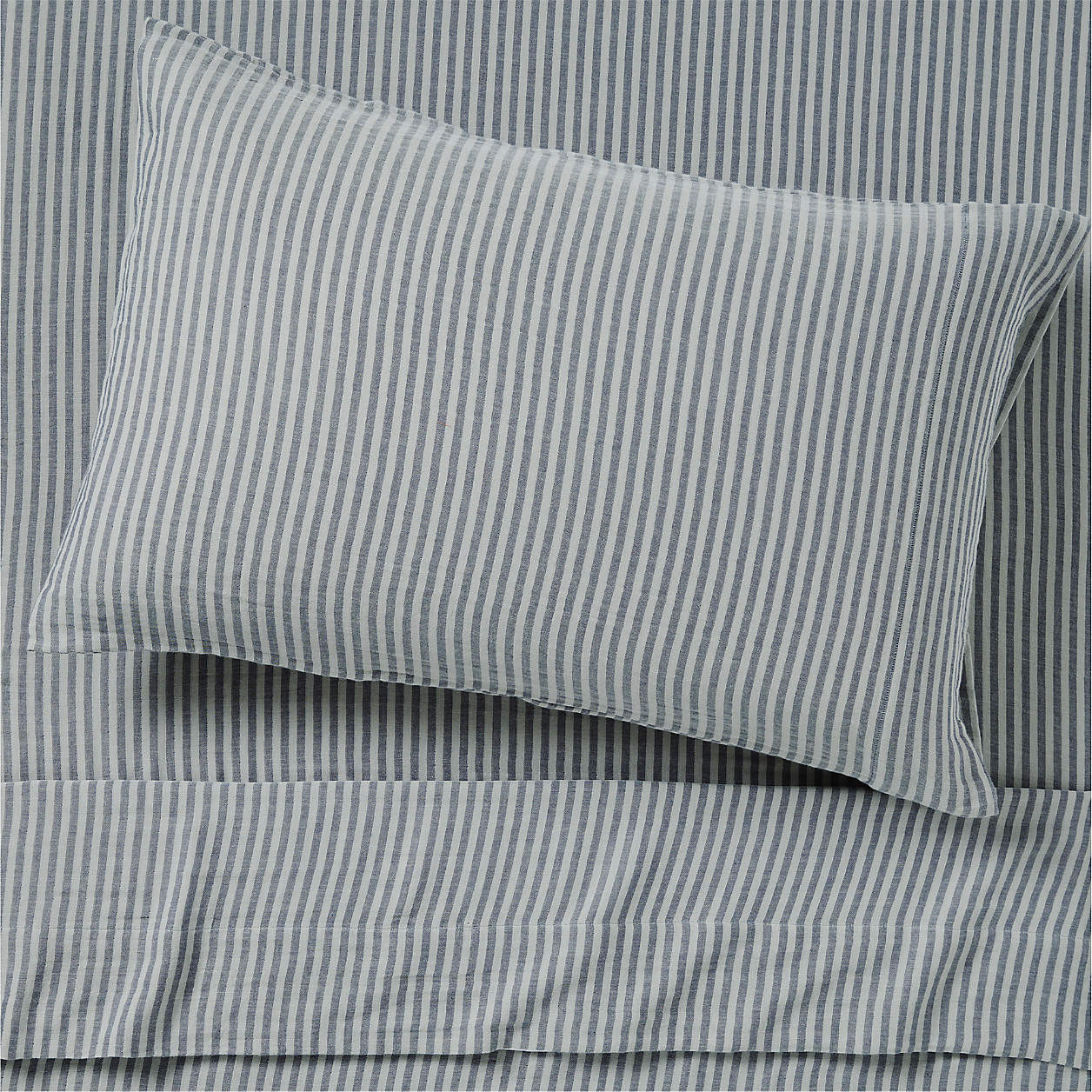 Supersoft Indigo Stripe 100% Organic Cotton Gauze Kids Twin Sheet Set + Reviews | Crate & Kids | Crate & Barrel