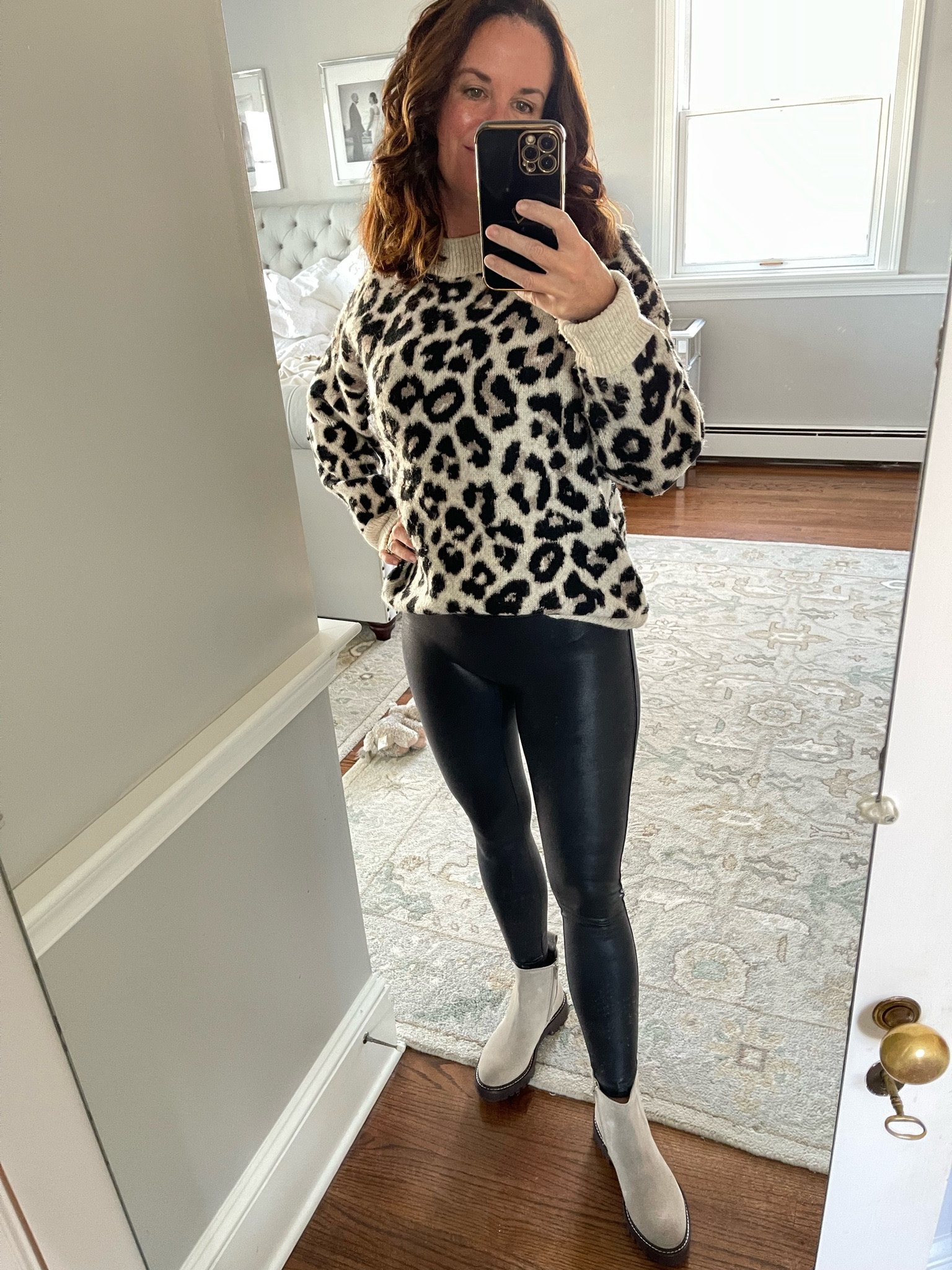 Leather leggings/ leopard sweater / boots / waterproof boots / winter outfit / on sale 

#LTKstyletip #LTKSeasonal #LTKsalealert