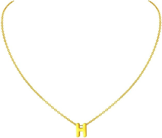 MOMOL Tiny Initial Necklace, 18K Gold Plated Stainless Steel Initial Necklace Dainty Personalized... | Amazon (US)