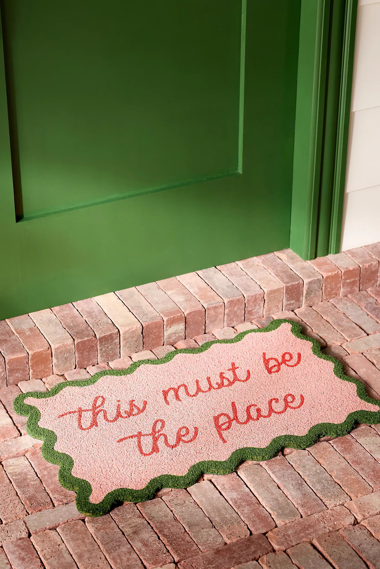 This Must Be the Place Scalloped Printed Coir Doormat | Anthropologie (US)