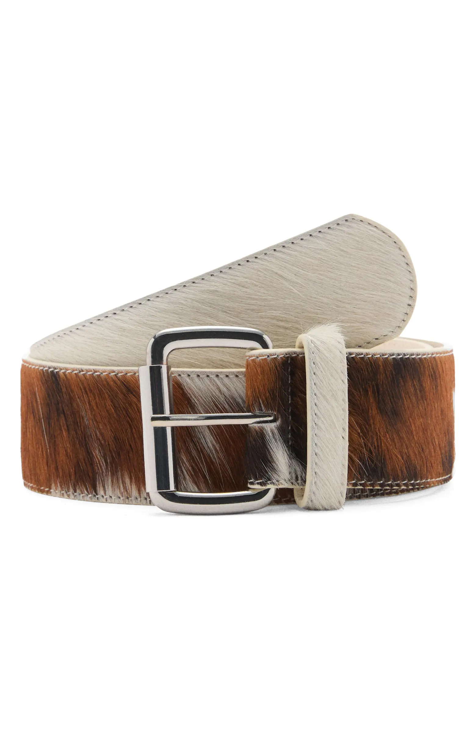 Bovine Print Genuine Calf Hair Belt | Nordstrom