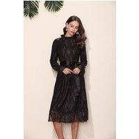 Black Lace Midi Dress Long Sleeve Evening Party Dress | Etsy (US)