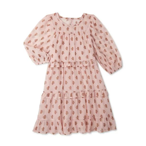 Wonder Nation Girls Short Sleeve Chiffon Peasant Dress, Sizes 4-18 & Plus - Walmart.com | Walmart (US)