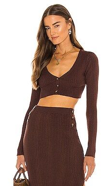 L'Academie Alenna Micro Cardi in Chocolate from Revolve.com | Revolve Clothing (Global)