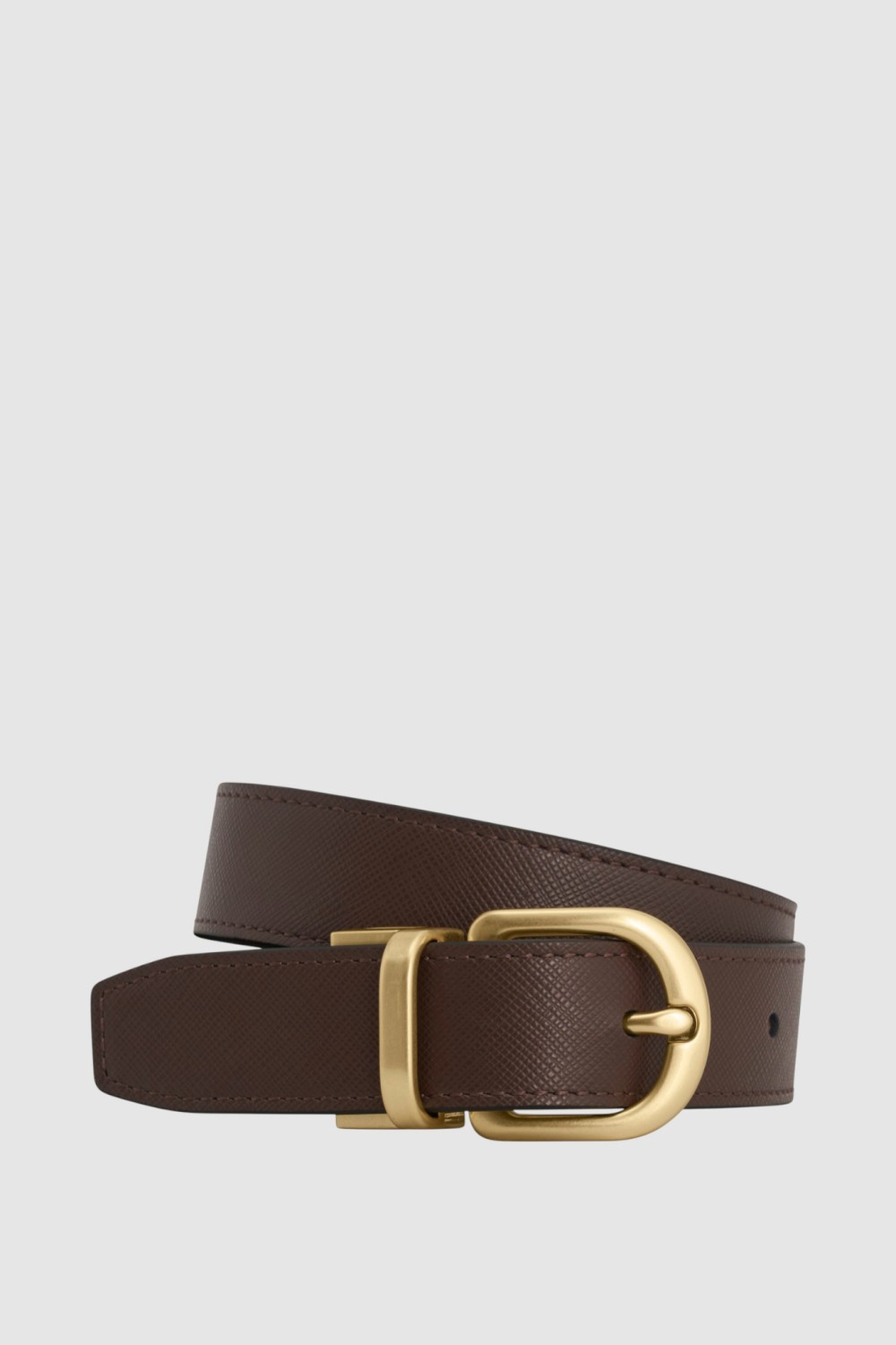 Inez Reversible Brass Belt Coffee Bean/Tan | Oroton