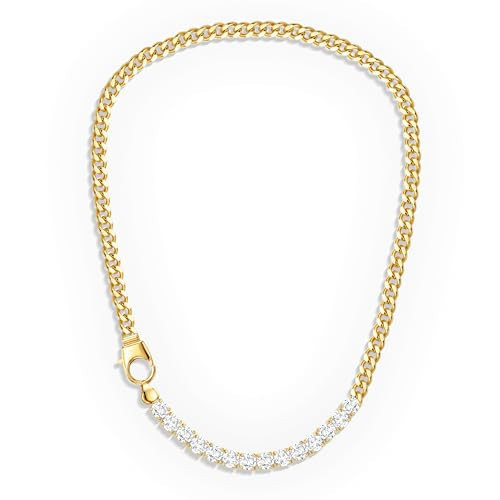 Amazon.com: IMBOS Chunky Gold Necklace Tennis Necklace for Women 14K Gold Plated CZ Love Chain Ch... | Amazon (US)