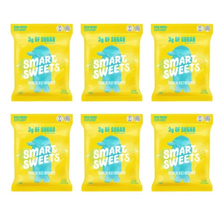 SmartSweets Sour Blast Buddies, Candy With Low Sugar 3g, Low Calorie 100, Net Carb 12, Plant Based, Gluten Free, No Artifical Colors or Sweeteners 1.8 Oz Bags (Pack of 6) | Walmart (US)