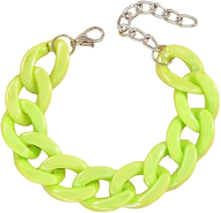 80s 90s Neon Chunky Link Acrylic Bracelets Sweet Macaron Candy Color Resin Link Bracelet for Wome... | Amazon (US)