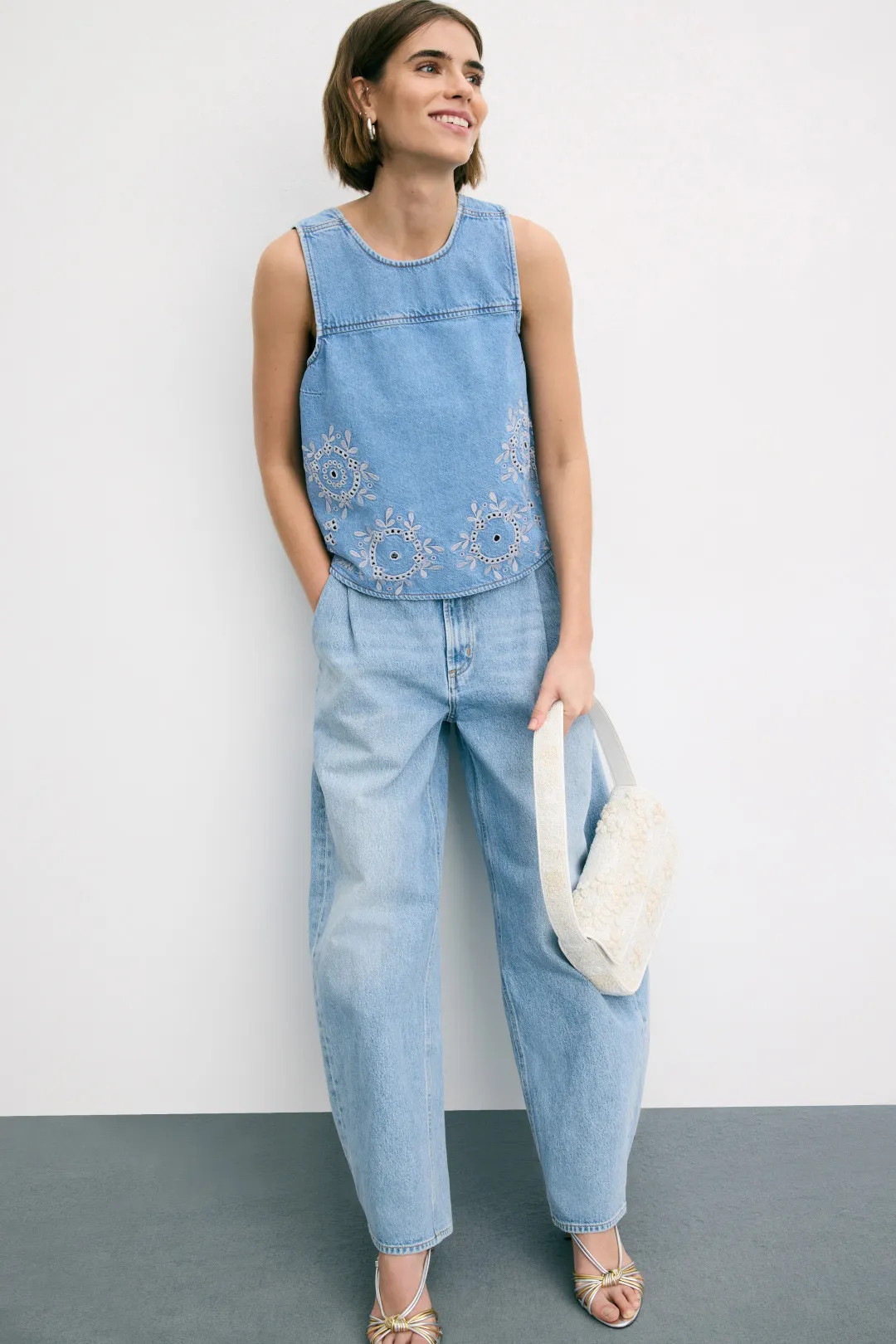 Broderie Anglaise Denim Top | Rent the Runway