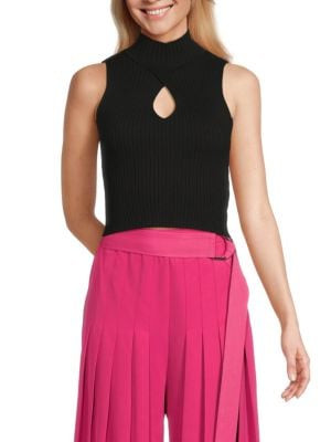 Mockneck Keyhole Sleeveless Top | Saks Fifth Avenue OFF 5TH