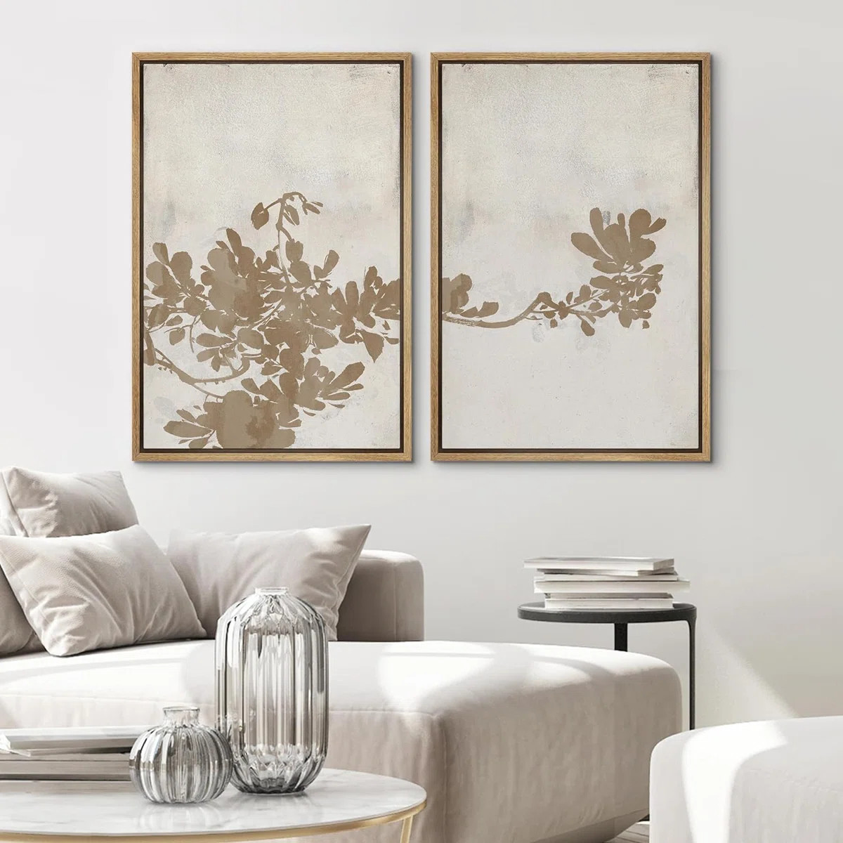 Abstract Botanical " Abstract Minimalist Duotone Tree Leaf Modern Wall Art Neutral Room Decor " 2... | Wayfair North America
