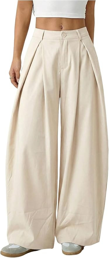 GORGLITTER Women's Barrel Pleated Oversized Wide Leg Cargo Pants | Amazon (US)