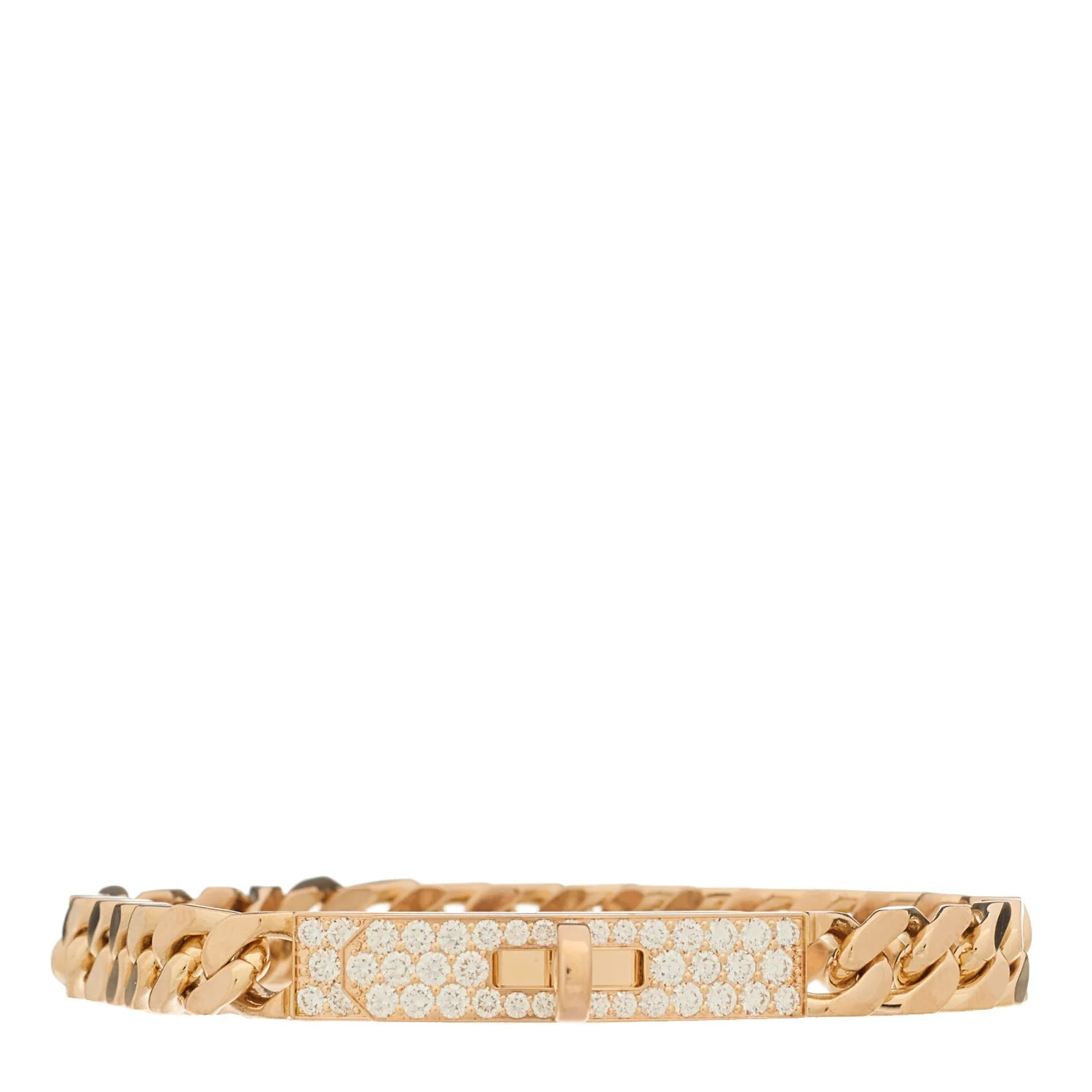 18K Rose Gold Diamond PM Kelly Gourmette Bracelet SH | FASHIONPHILE (US)